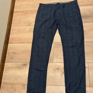 J CREW Blue Pants Men's 484 Slim-Fit 34x34 Stretch Brushed Twill Blue Plaid